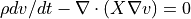 \rho dv/dt - \nabla\cdot (X \nabla v) = 0