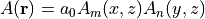 A({\bf r}) = a_0 A_m(x,z)A_n(y,z)